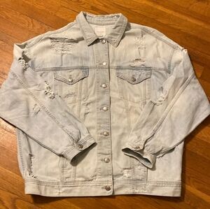 American Eagle XL Lightwash Distressed Denim Jacket